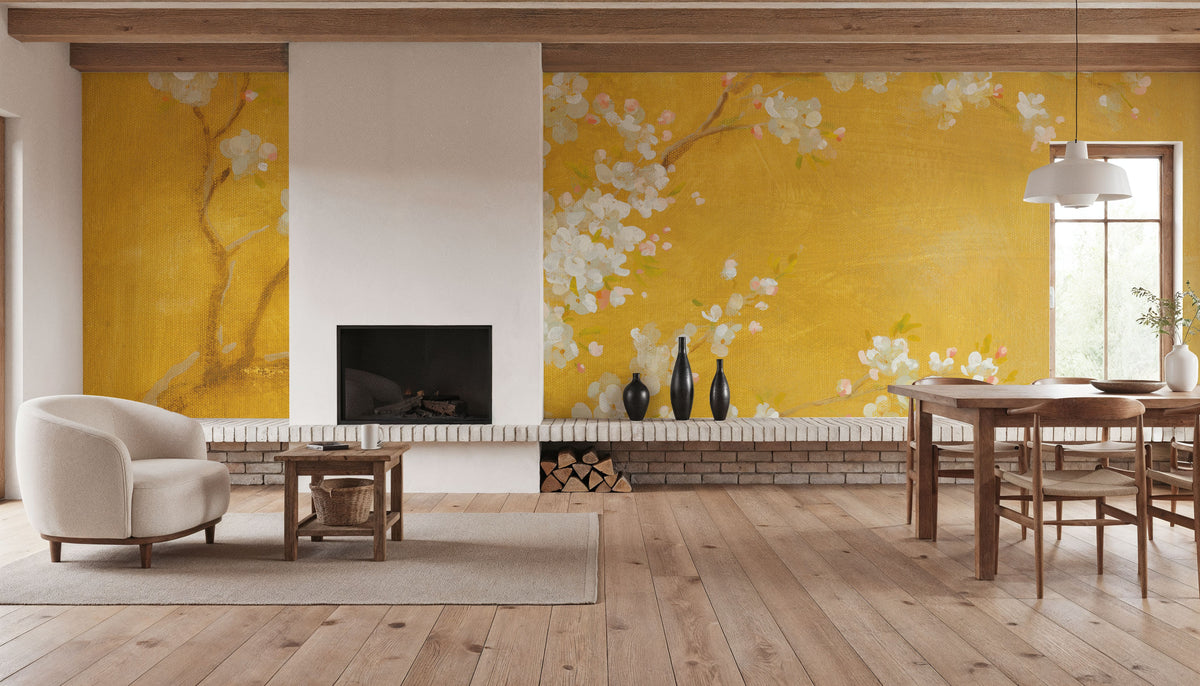White Cherry Blossoms II Mural Wallpaper - room preview 05