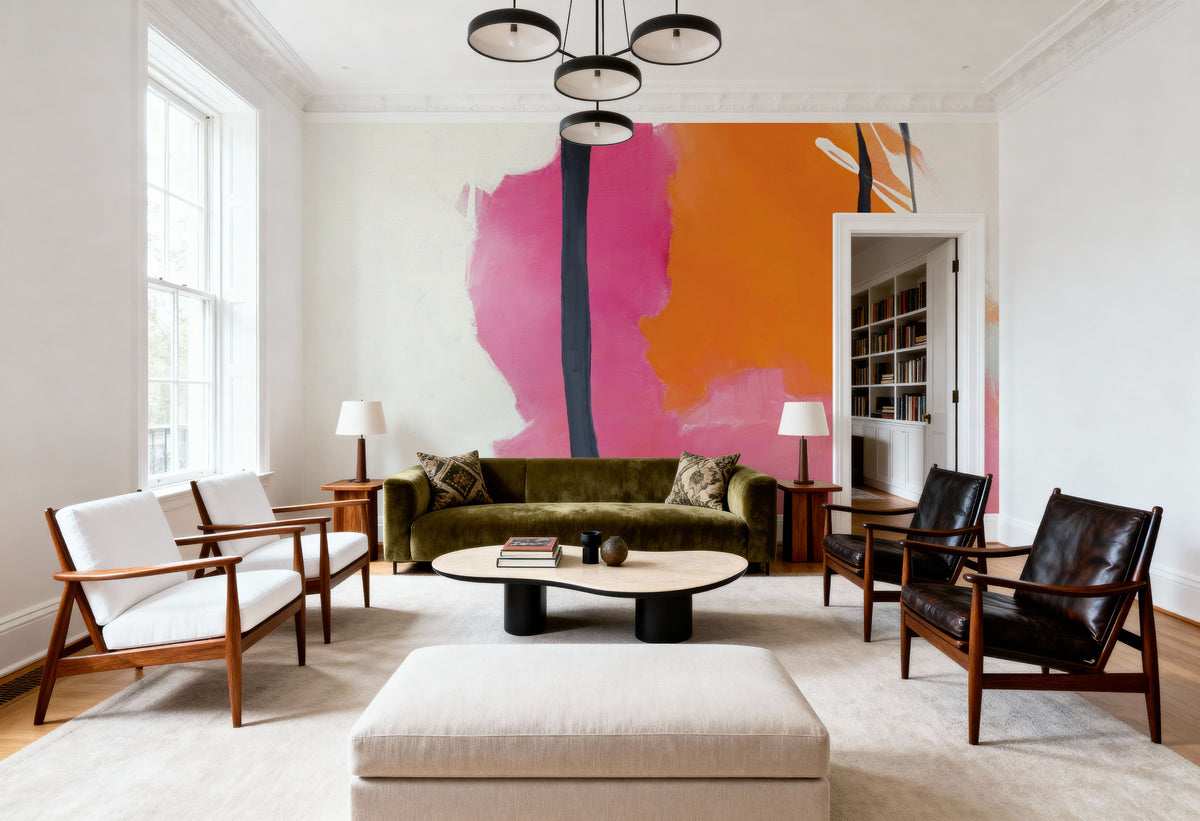 Somersault Orange Mural Wallpaper - room preview 05
