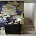 Dancing Fish, Yellow on Purple Mural Wallpaper - room preview 05