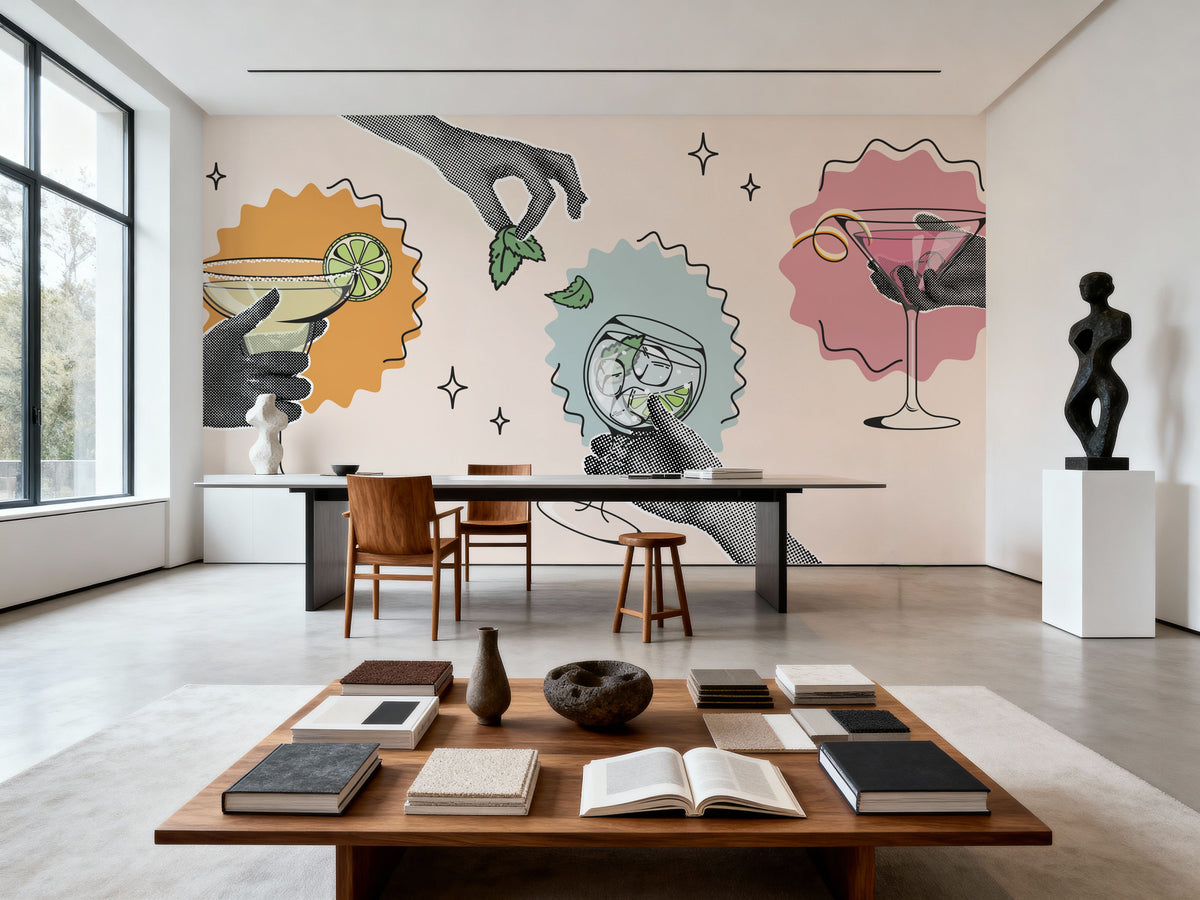 Retro Glamour Drinks Mural Wallpaper - room preview 05