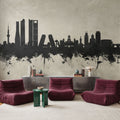 Madrid Skyline Concrete Mural Wallpaper - room preview 05
