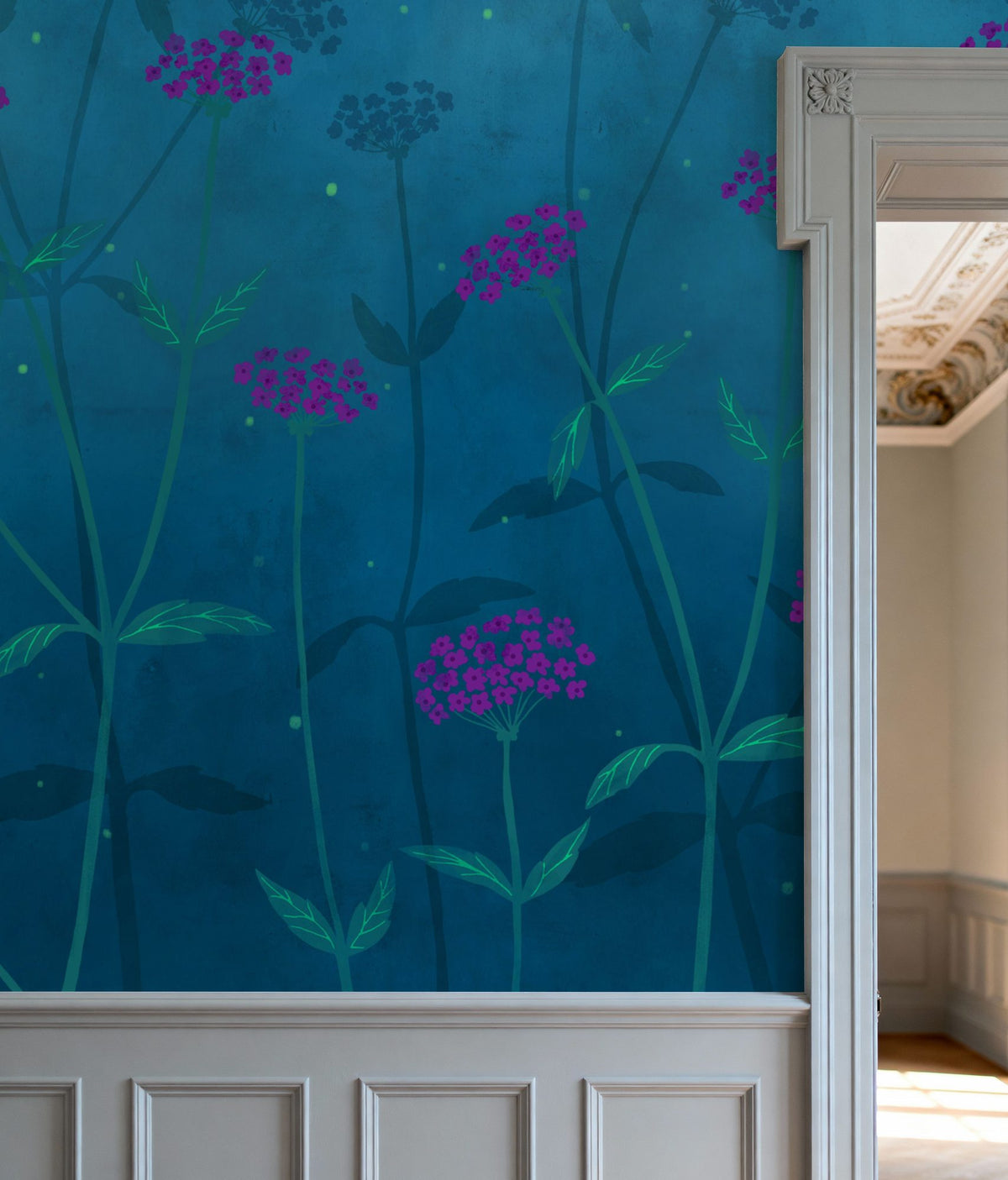 Twilight Garden Mural Wallpaper - Blue Tone - room preview 05