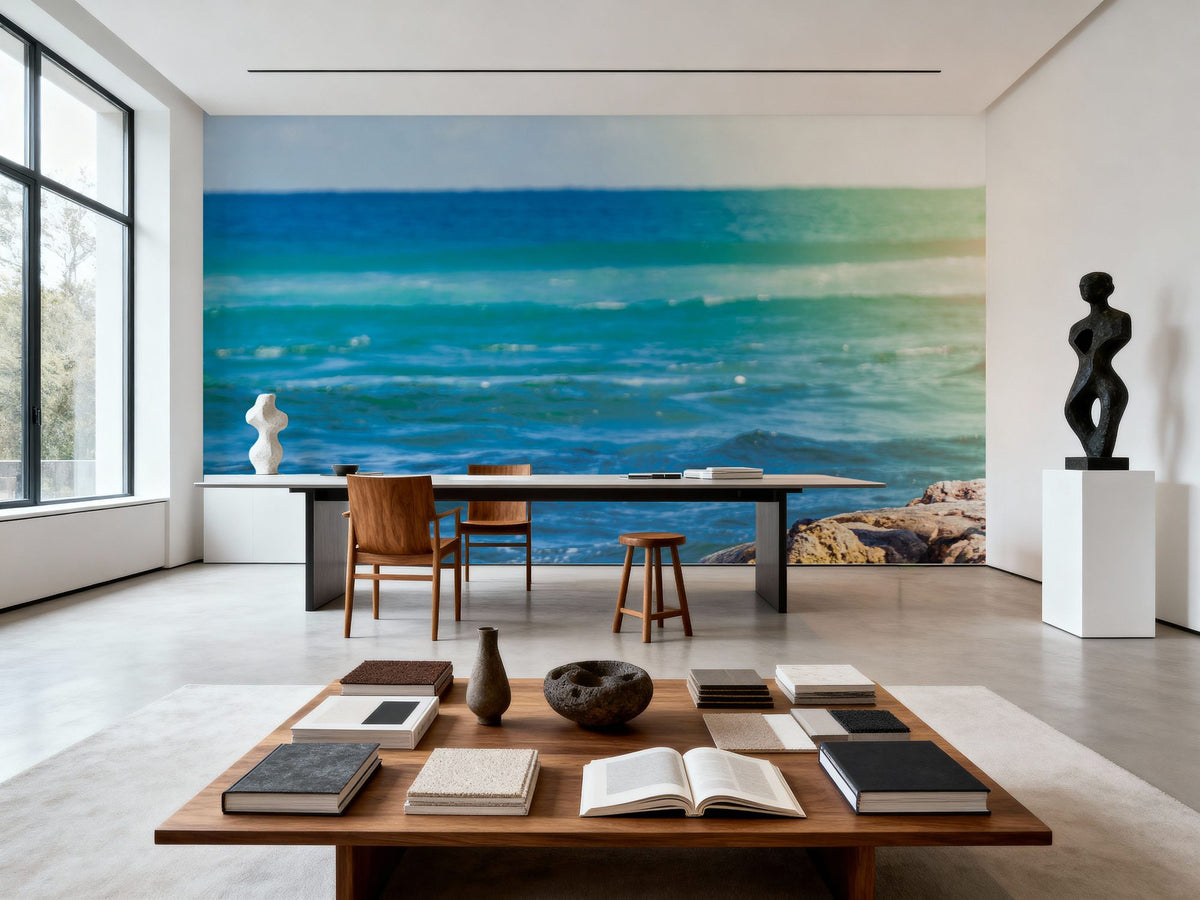 Serene Sea Mural Wallpaper - Blue Tone - room preview 05
