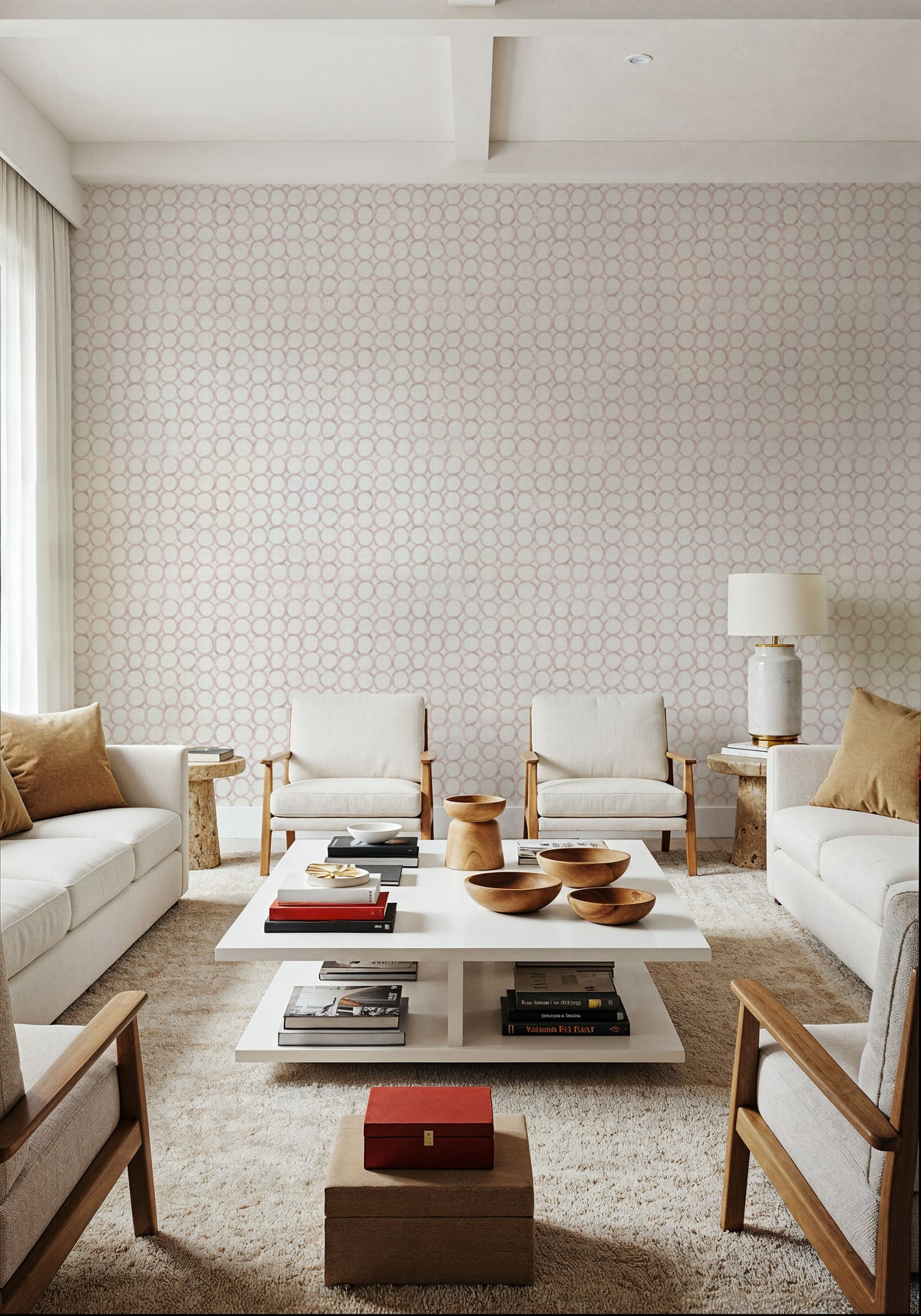 Mixed Pink Circles Mural Wallpaper - room preview 05