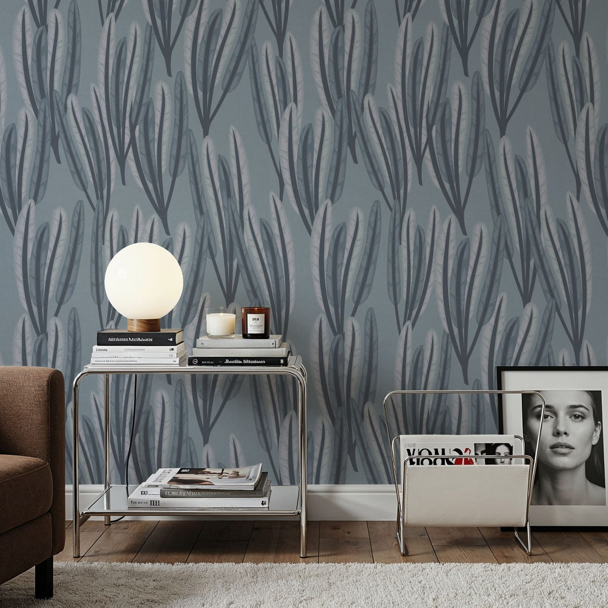 Palm on Grey Mural Wallpaper - room preview 05
