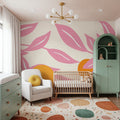 Stylized Flowers in Pink Mural Wallpaper - room preview 05