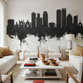 Dayton Ohio Skyline Black & White Mural Wallpaper - room preview 05