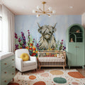 Longhorn in Spring Flowers Mural Wallpaper - room preview 05