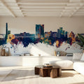 Telford England Skyline Blue & Bronze Mural Wallpaper - room preview 05