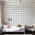 Wandering Whales, Grey Mural Wallpaper - room preview 05
