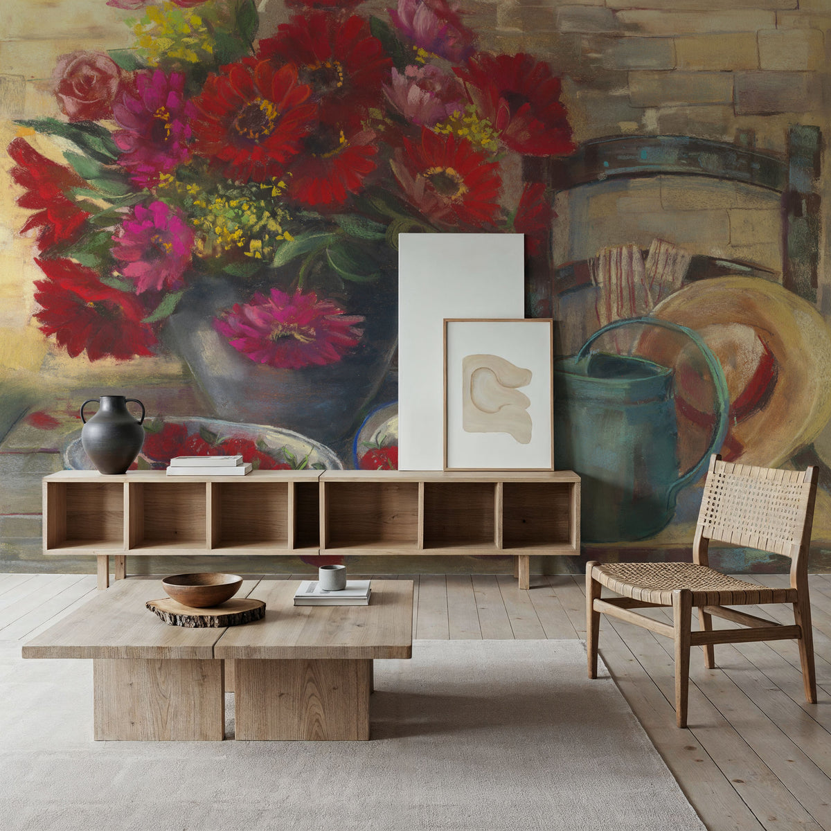 Strawberries and Zinnias Mural Wallpaper - room preview 05