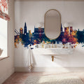 Gloucester England Skyline Blue & Bronze Mural Wallpaper - room preview 05