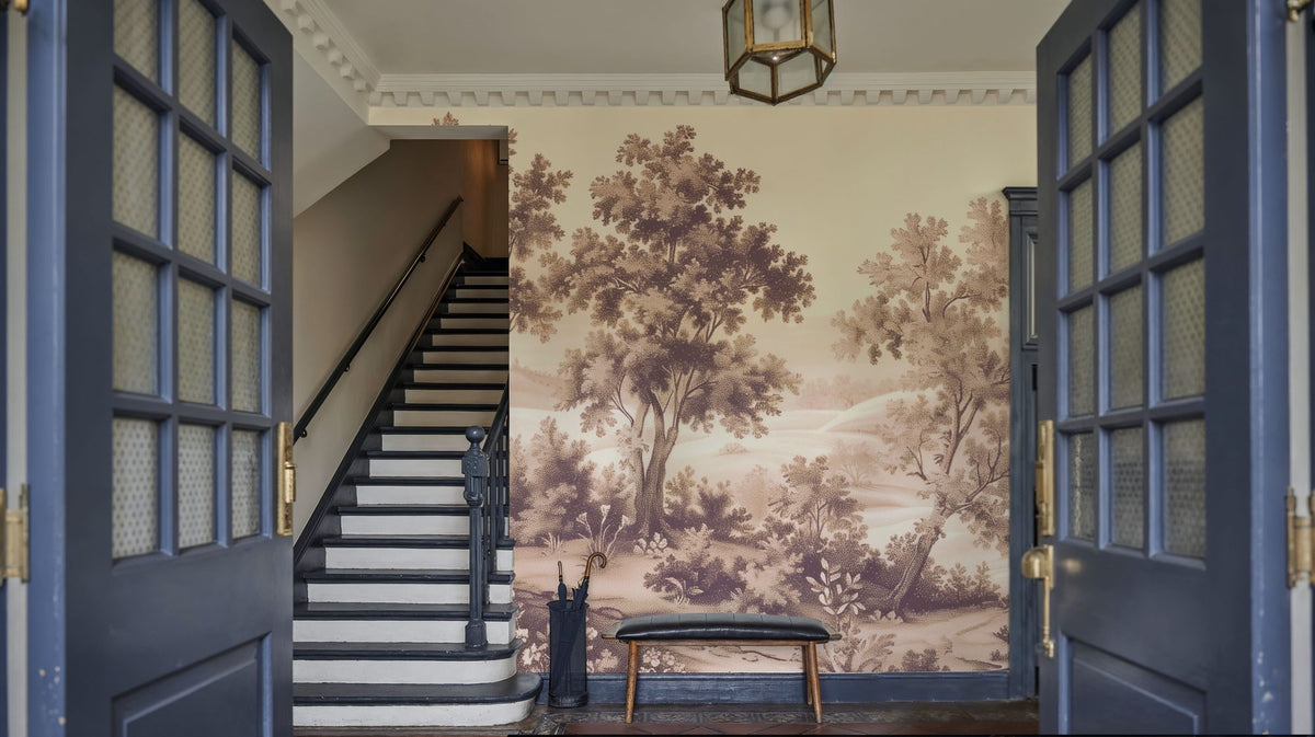 Pastoral Toile, Maple Beige Mural Wallpaper - room preview 05
