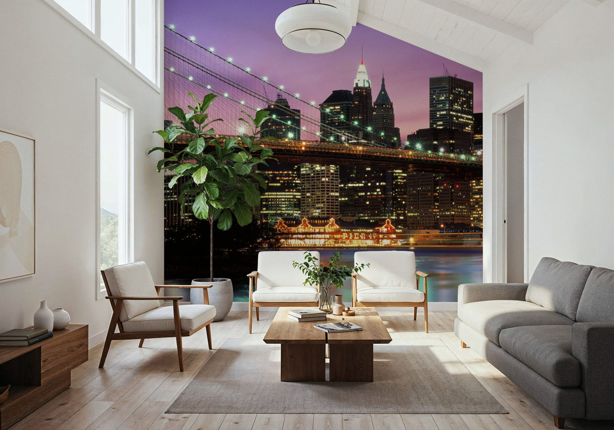 Brooklyn Bridge Twilight Mural Wallpaper - room preview 05
