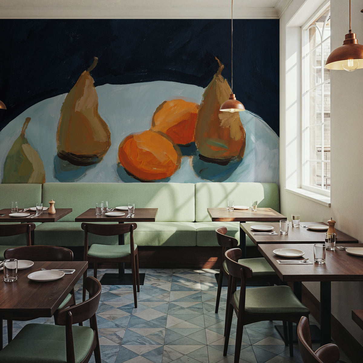 Pear and Orange Mural Wallpaper - room preview 05