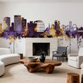Southend-on-Sea England Skyline Purple & Gold Mural Wallpaper - room preview 05