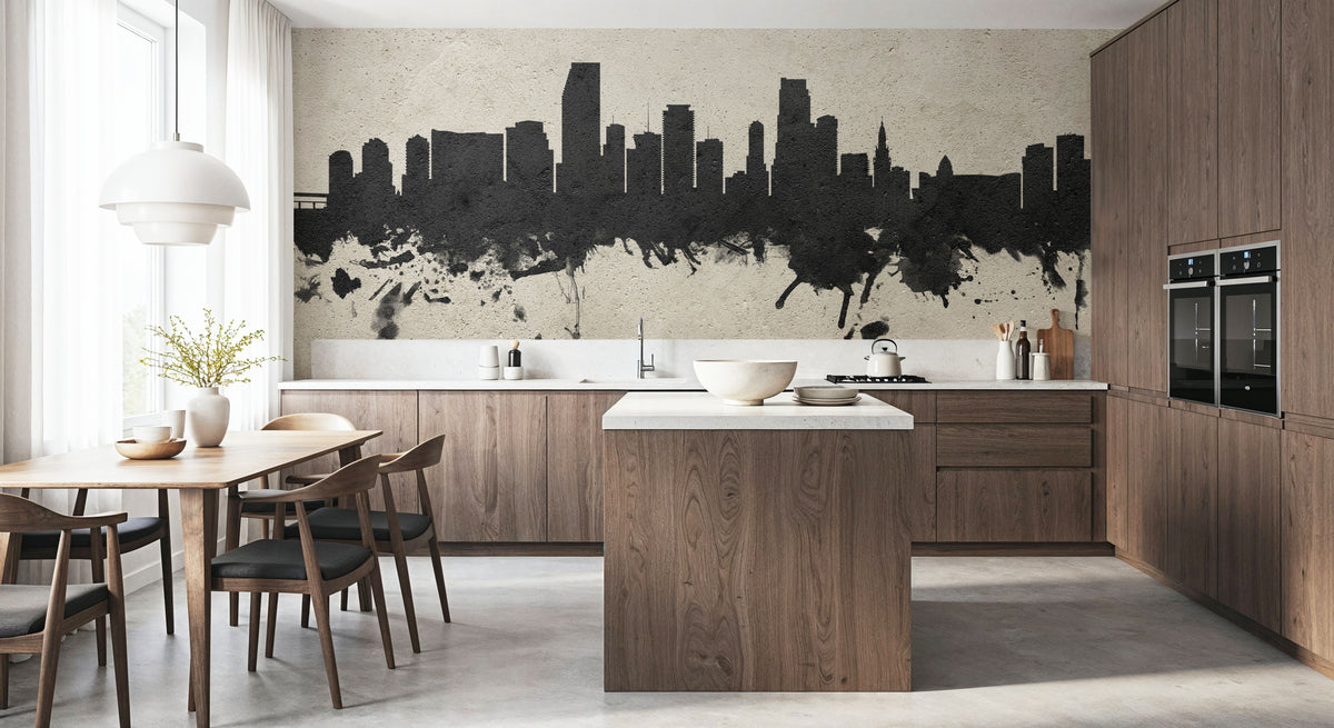 Miami Florida Skyline Concrete Mural Wallpaper - room preview 05