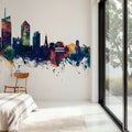 Lyon France Skyline Blue & Bronze Mural Wallpaper - room preview 05