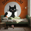 Scaredy Cat Orange Mural Wallpaper - room preview 05