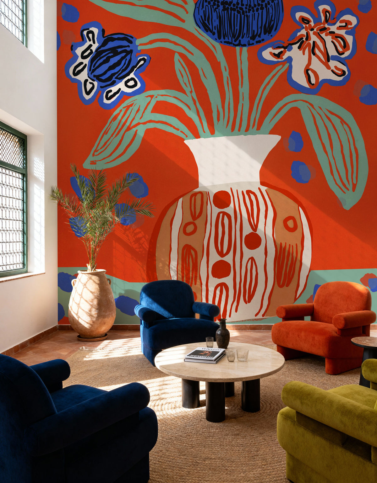 Naive Flower Still Life Mural Wallpaper - room preview 05