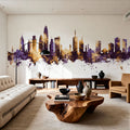 Nairobi Kenya Skyline Purple & Gold Mural Wallpaper - room preview 05