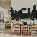 Tulsa Oklahoma Skyline Black & White Mural Wallpaper - room preview 05