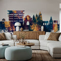 Pandharpur India Skyline Blue & Bronze Mural Wallpaper - room preview 05
