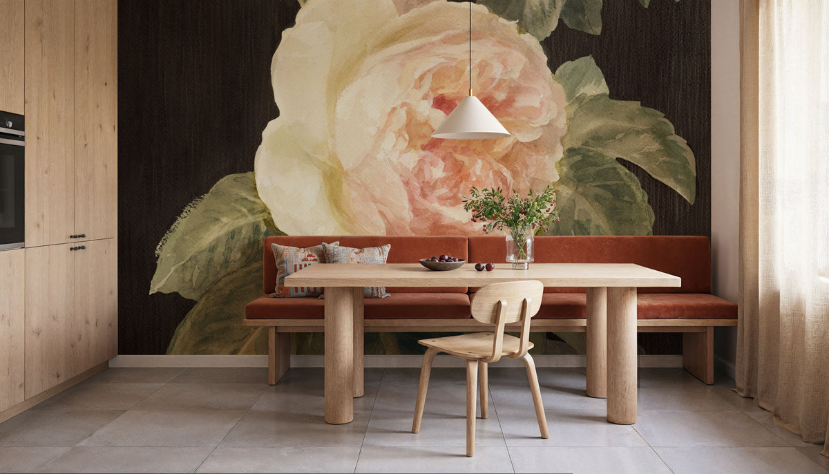 Heirloom Pink Rose Mural Wallpaper - room preview 05