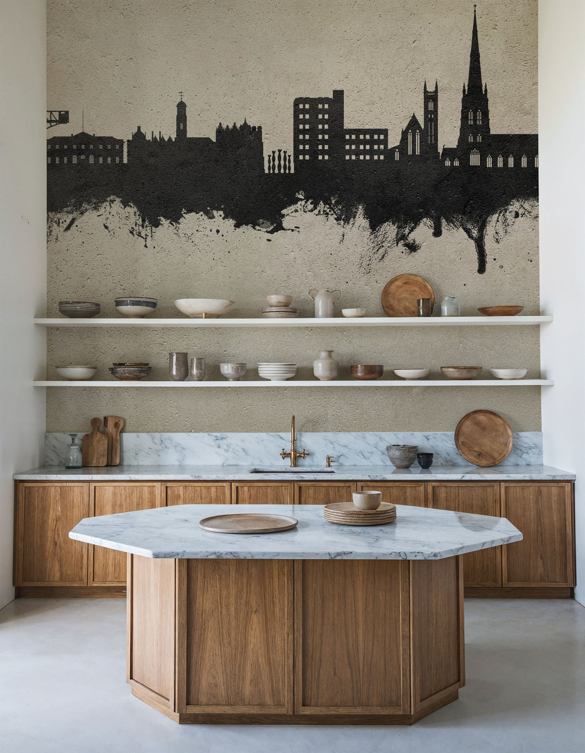 Warrington England Skyline Concrete Mural Wallpaper - room preview 05