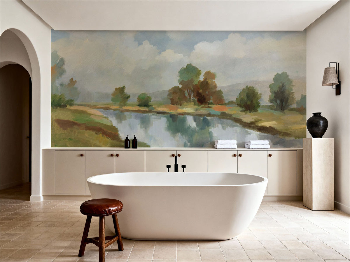 River and Clouds Mural Wallpaper - room preview 05
