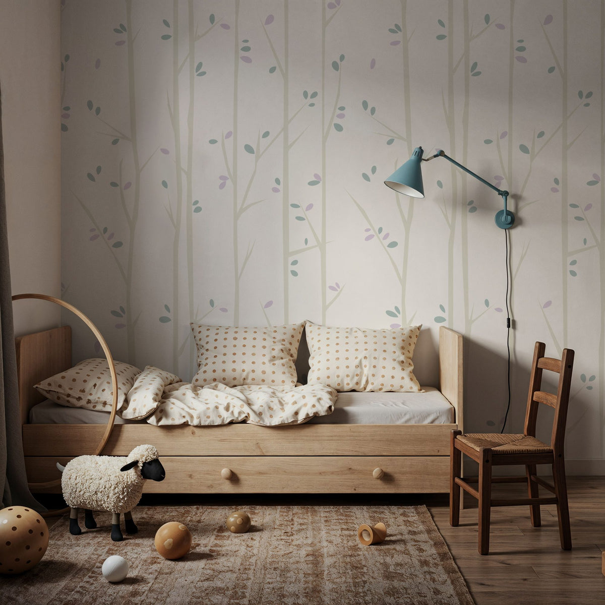 Thin Spring Trees Mural Wallpaper - room preview 05