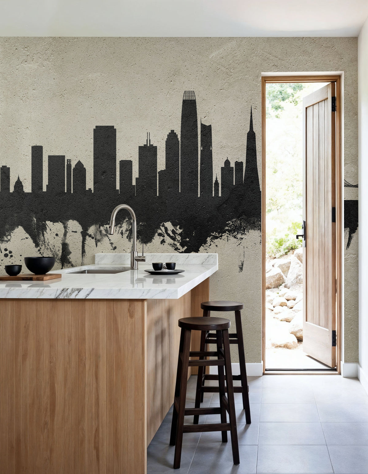 San Francisco Skyline Concrete Mural Wallpaper - room preview 05