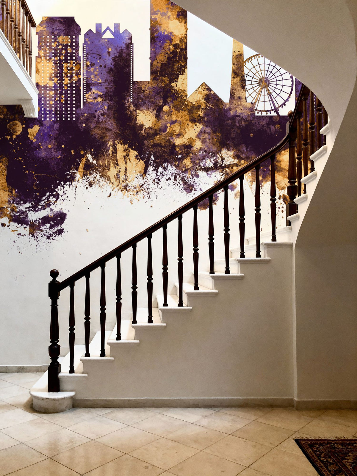 Niagara Falls Skyline Purple & Gold Mural Wallpaper - room preview 05