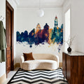 Santorini Skyline Blue & Bronze Mural Wallpaper - room preview 05