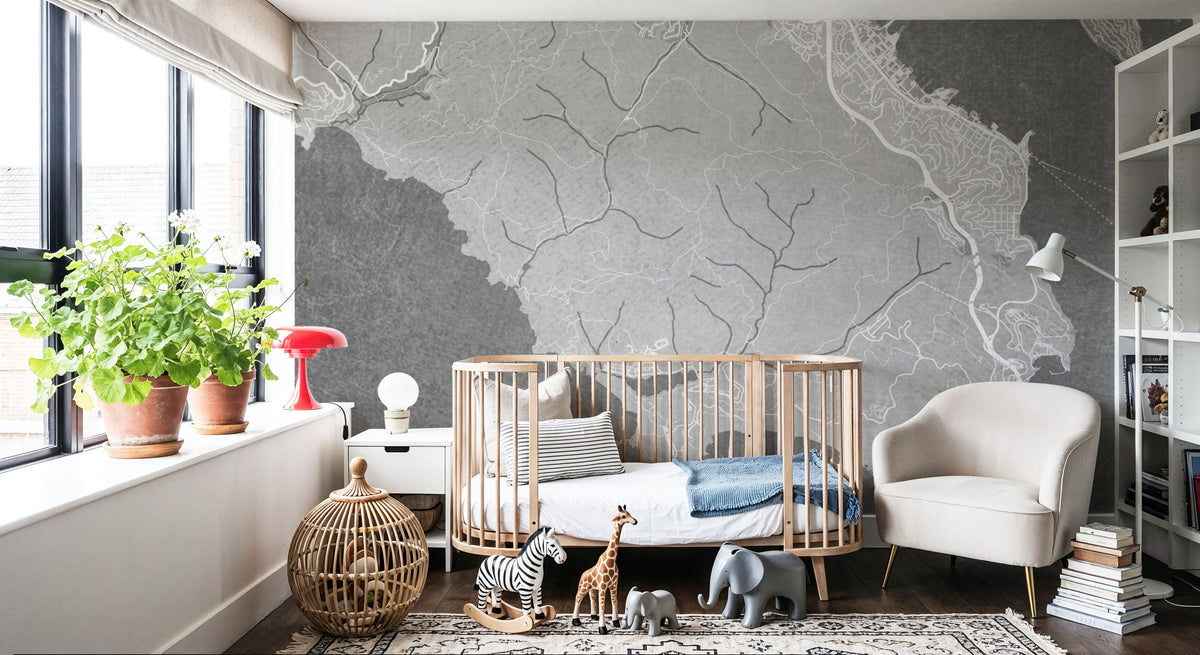 Golden Gate Recreation Area Grey Mural Wallpaper - room preview 05