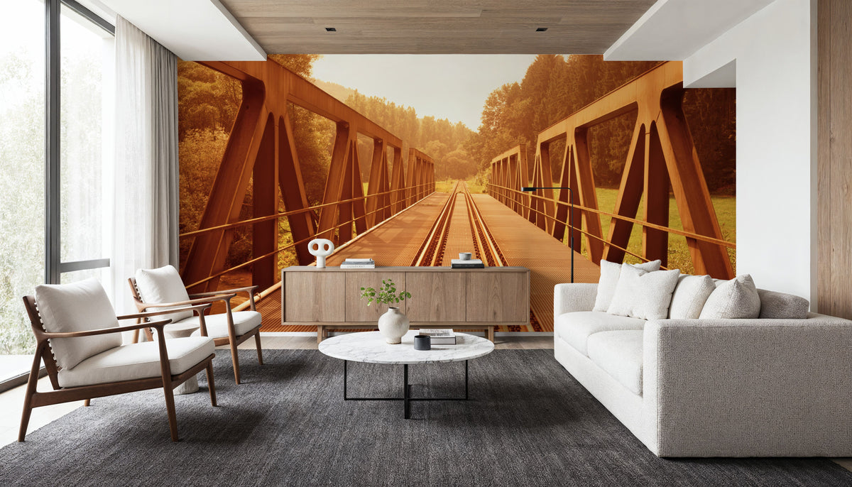 Rustic Railway Bridge Mural Wallpaper - room preview 05