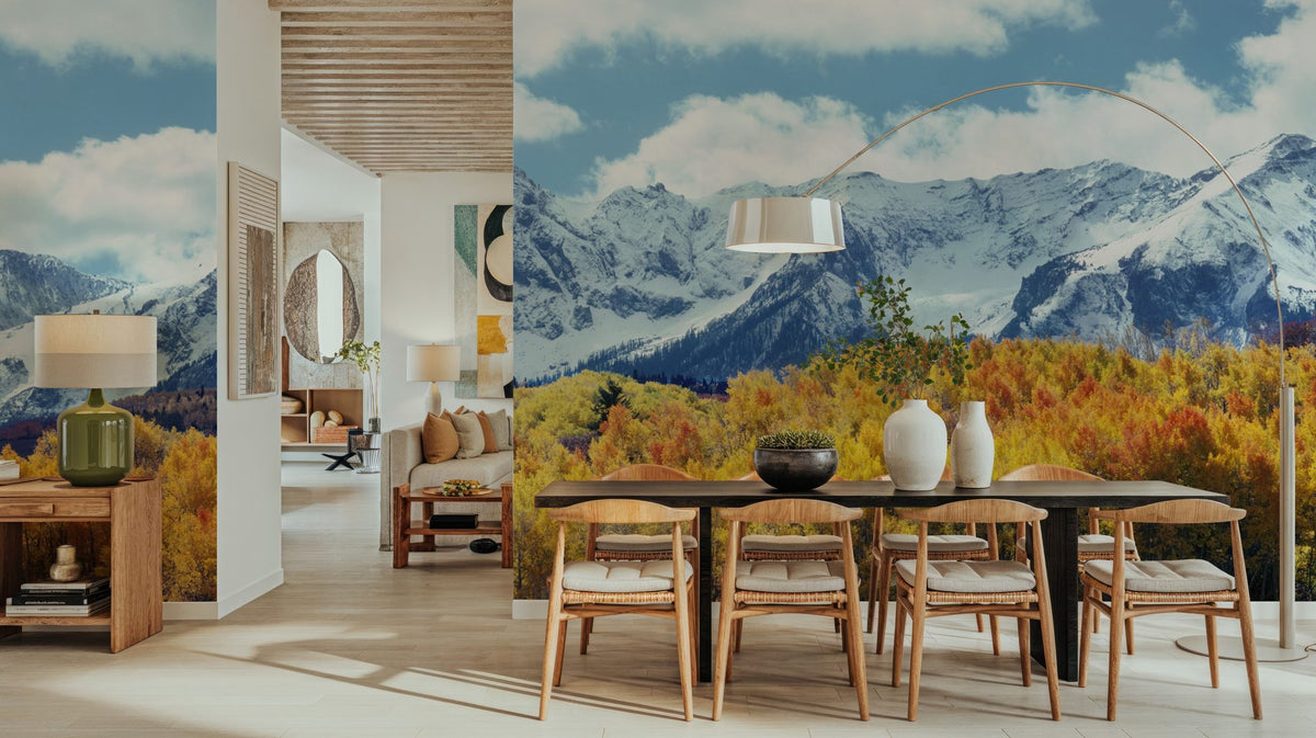 Misty Autumn Peaks Blue Mural Wallpaper - room preview 05