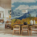 Misty Autumn Peaks Blue Mural Wallpaper - room preview 05