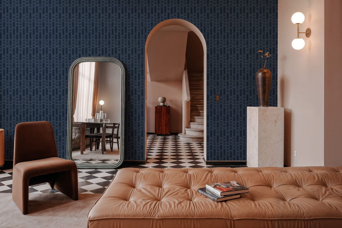 Coastal Signals Dark Blue Mural Wallpaper - room preview 05