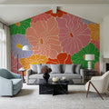 Cool Fluid Flowers Mural, Bright Multi Mural Wallpaper - room preview 05