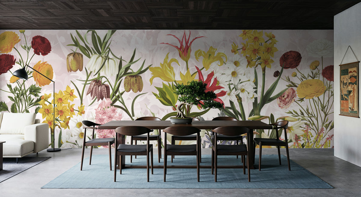 Happy Spring Flowers Mural Wallpaper - room preview 05