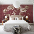 Garden Flowers on Burgundy Mural Wallpaper - room preview 05