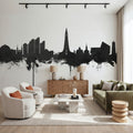 Reykjavík Skyline Black & White Mural Wallpaper - room preview 05