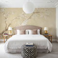 White Cherry Blossoms I Linen Mural Wallpaper - room preview 05