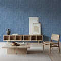 Mottled Linen Effect, Sky Blue Mural Wallpaper - room preview 05