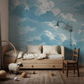 Intaglio Clouds, Washed Demin Mural Wallpaper - room preview 05