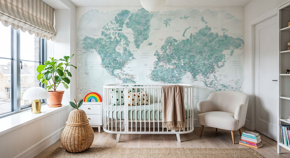 World Map Cities - Gertrudis Mural Wallpaper - room preview 05