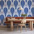 Floral Rackets, Blue Mural Wallpaper - room preview 05