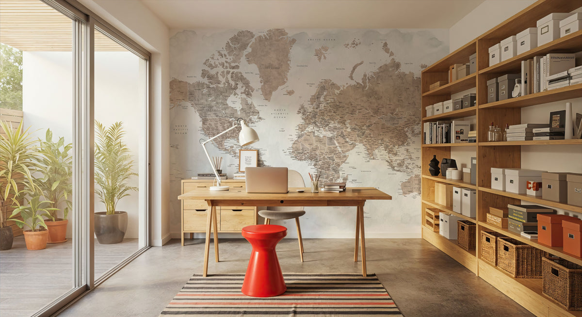 World Map Cities - Calista Mural Wallpaper - room preview 05