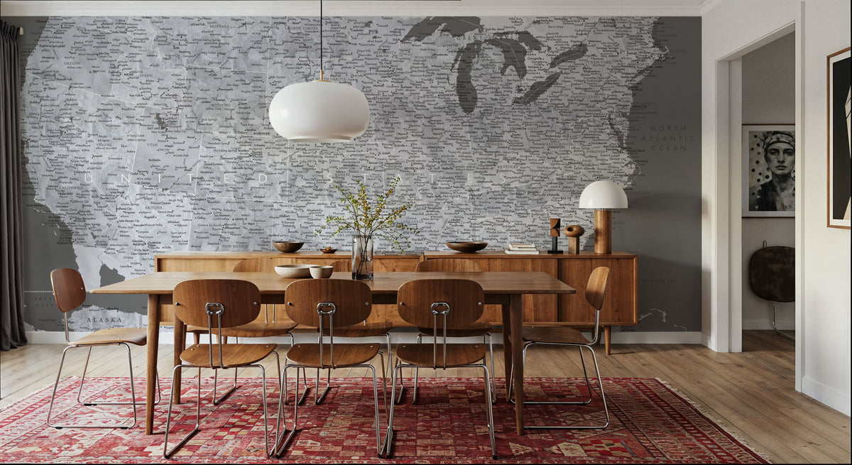 US Map Detailed - Paolo Mural Wallpaper - room preview 05